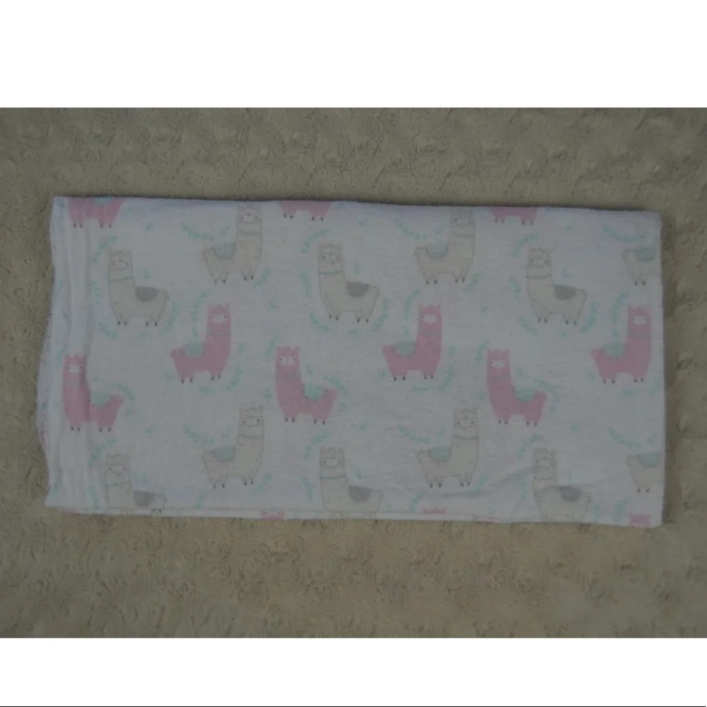 Modern Baby Llama Alpaca Baby Receiving Blanket Flannel White Pink Gray Mint